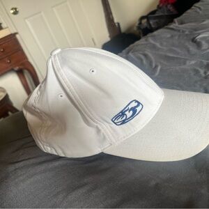 White Baseball Cap with Blue Logo